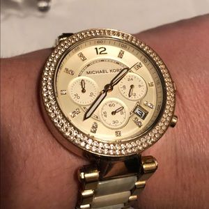 Micheal Kors watch gold and bone